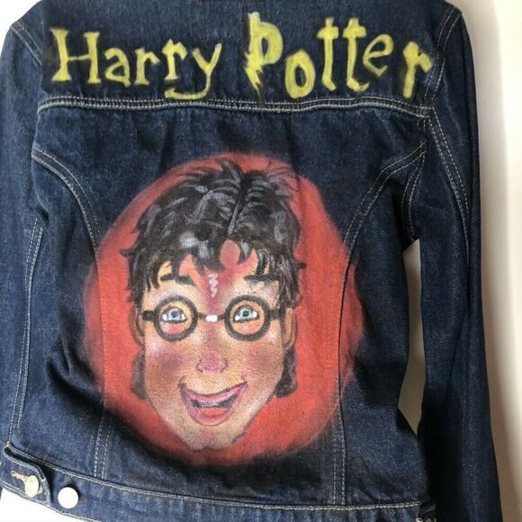 Harry Potter Custom Denim Jean Jacket Hand Paint - Picture 5 of 7